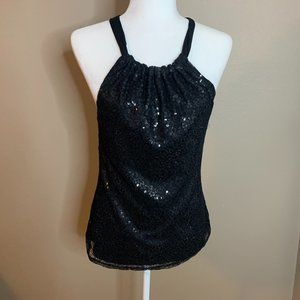 Tahari Sexy Summer Going Out Top-Sequin Black-Excellent Condition-Size Small